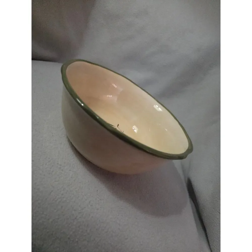 Vtg Gibson USA Hand Painted Large Serving BOWL Pear Italian Yellow Green